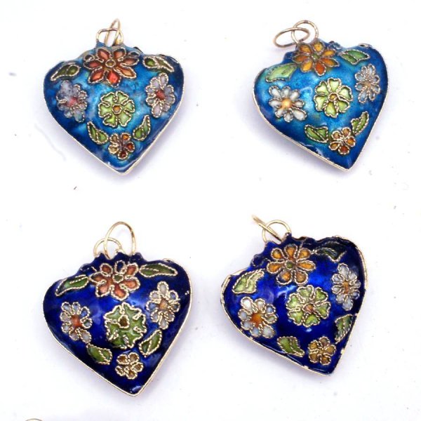 画像5: 七宝 (景泰藍) 小ハートA アクセサリー TOPパーツ 5個セット (5)