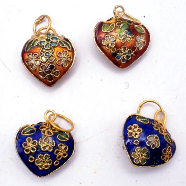 画像3: 七宝 (景泰藍) 大ハートC アクセサリー TOPパーツ 2個 (3)