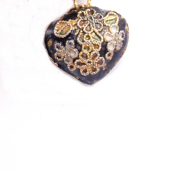 画像6: 七宝 (景泰藍) 大ハートC アクセサリー TOPパーツ 2個 (6)