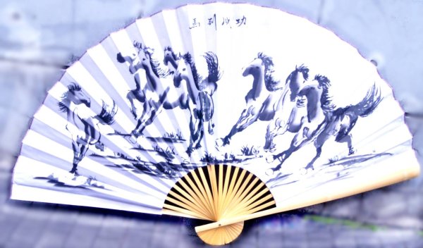 画像2: 2026年午年　書画 壁掛け 大扇子90ｃｍ 馬到成功 馬5頭 (2)