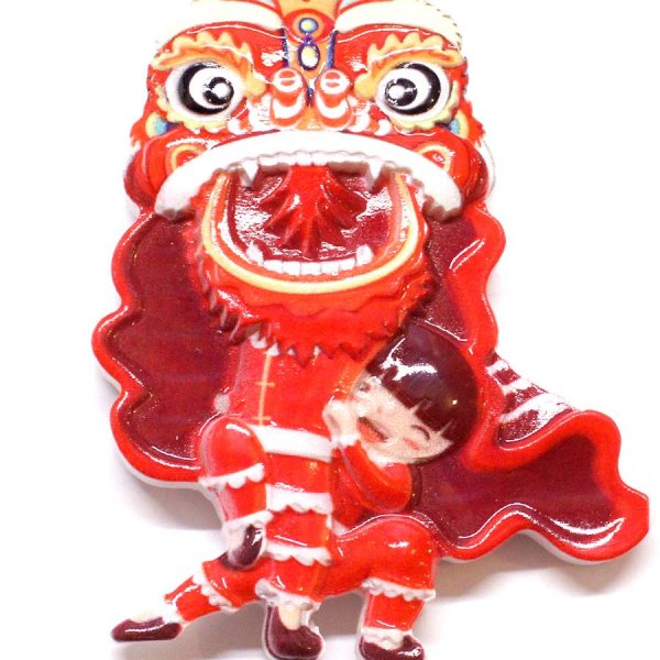 画像3: ポリストーン製　獅子舞 獅子頭 マグネット5 (3)