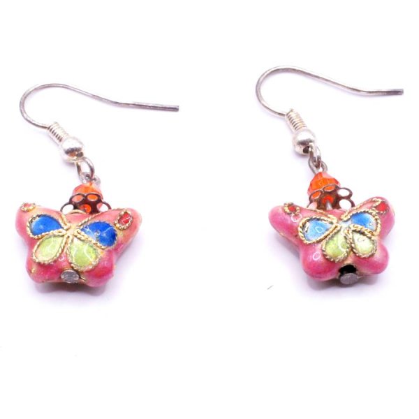 画像4: 七宝 (景泰藍)  蝶々型ピアス 3セット 1 (4)
