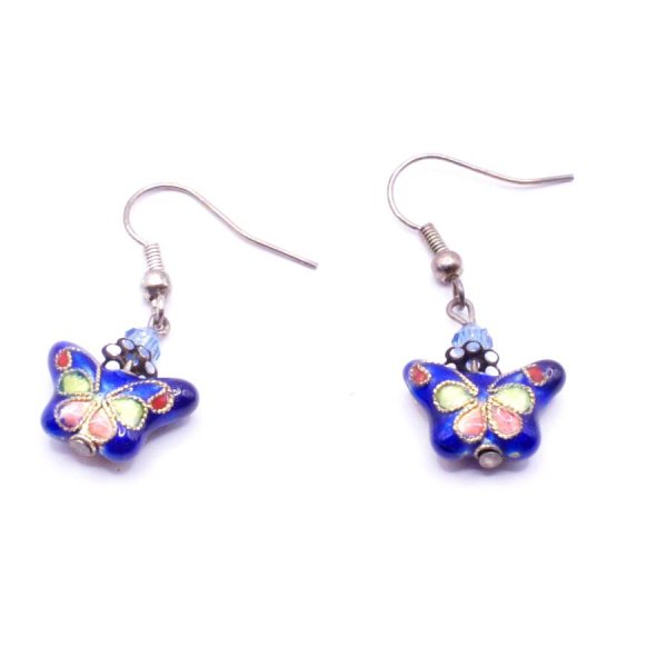 画像11: 七宝 (景泰藍)  蝶々型ピアス 3セット 1 (11)