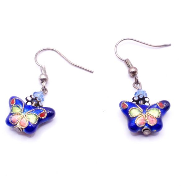 画像12: 七宝 (景泰藍)  蝶々型ピアス 3セット 1 (12)