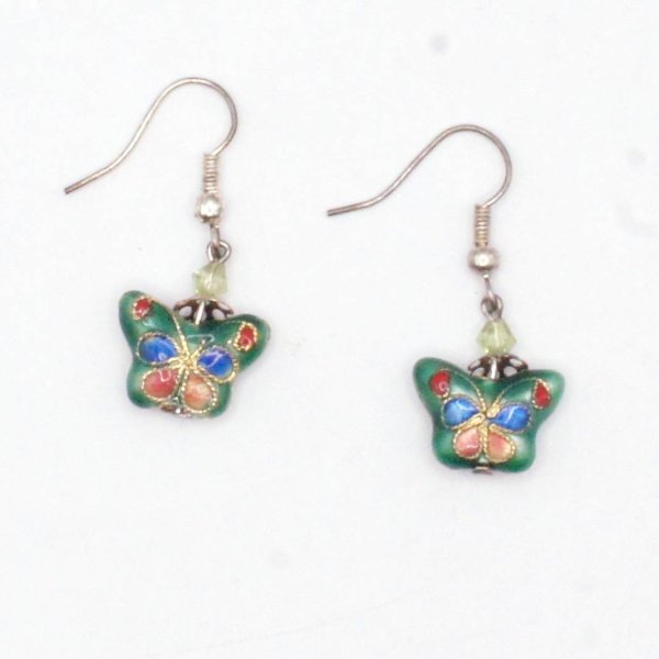 画像4: 七宝 (景泰藍)  蝶々型ピアス 3セット 1 (4)
