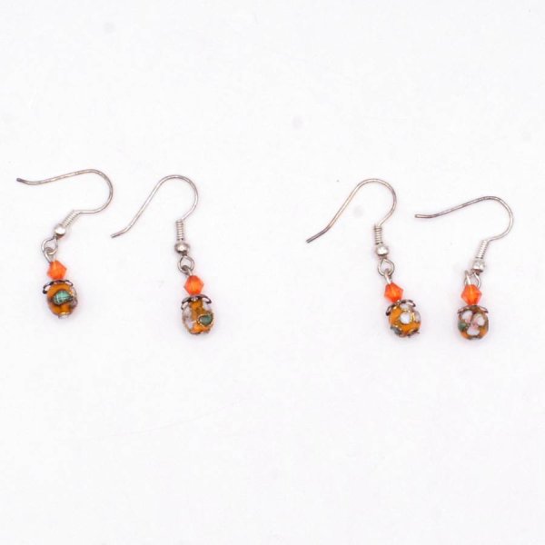 画像1: 七宝 (景泰藍)  丸型ピアス 2セット 4 (1)