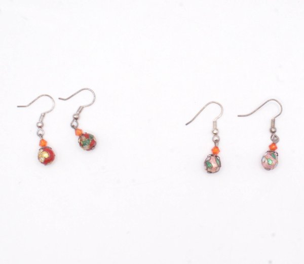 画像1: 七宝 (景泰藍)  丸型ピアス 2セット 7 (1)