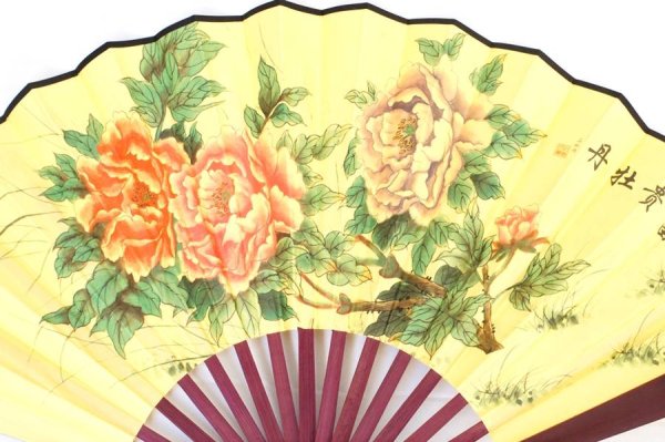 画像7: 牡丹柄 扇子 33cm  223007 (7)