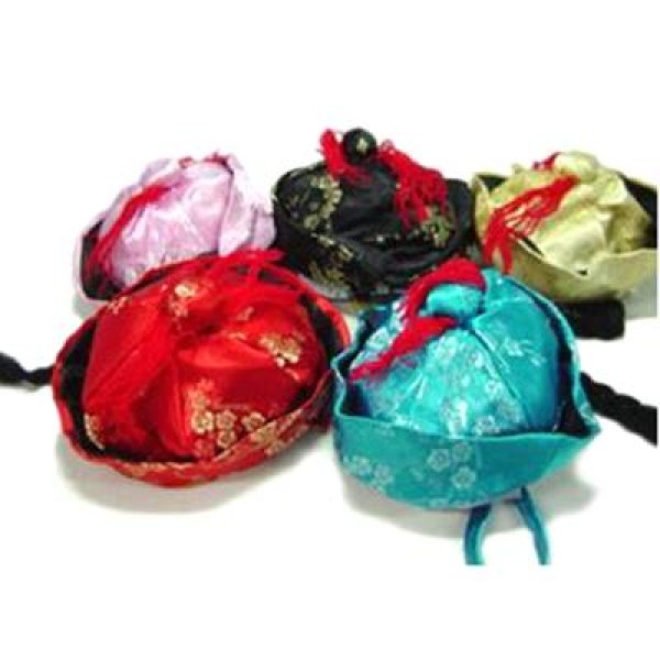 画像14: ペット(ドッグ用)サテン地チャイナ帽子 ペット小型犬用 径9cm Lサイズ (14)