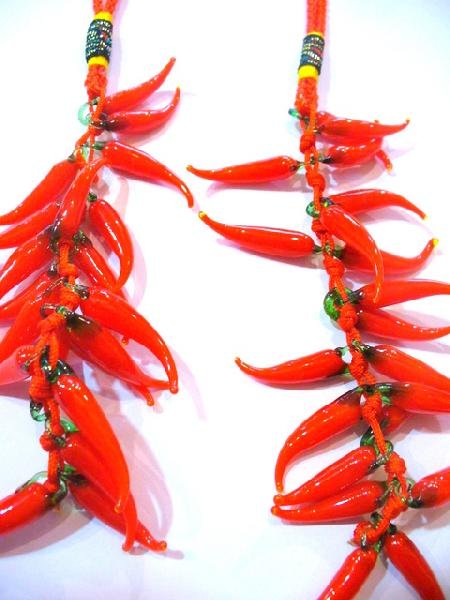 画像6: ガラス製 赤トウガラシ(赤唐辛子) 元宝付き ストラップ 中サイズ 1個 245A4 (6)
