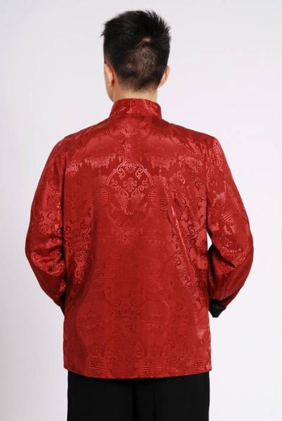 画像4: 唐人服 功夫長袖 リバーシブル カンフージャケット　黒色＋臙脂(エンジ)色 (4)