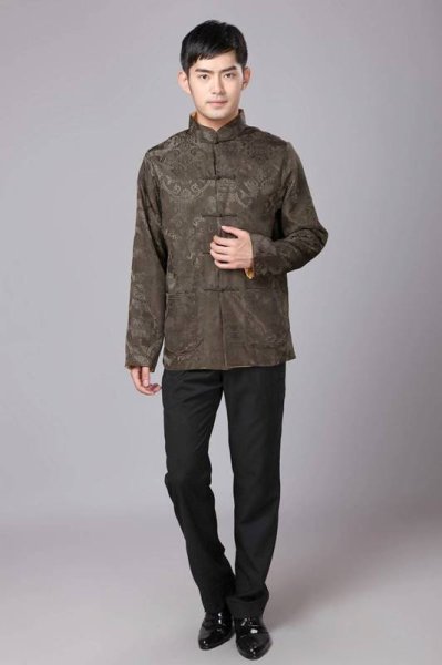 画像5: 唐人服 功夫長袖 リバーシブル カンフージャケット　黒色＋臙脂(エンジ)色 (5)