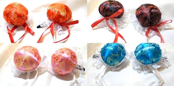 画像2: サテンお団子髪飾り(レース、ヘアクリップ付き) 2個1セット【6色】 (2)