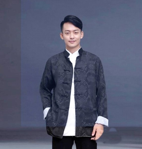 画像2: 唐人服 功夫長袖 リバーシブル カンフージャケット　黒色＋白銀色 (2)