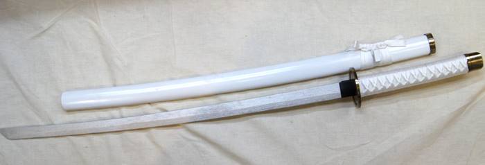 白サヤ 模造刀 木製鞘付き日本刀・白